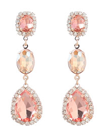 Fashion Rose Gold Alloy Diamond Drop Earrings