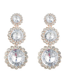 Fashion White Alloy Diamond Round Drop Earrings