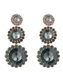 Fashion Black Alloy Diamond Round Drop Earrings