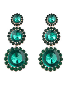 Fashion Green Alloy Diamond Round Drop Earrings