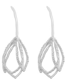 Fashion Silver Alloy Geometric Floral Earrings