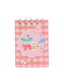 Fashion Pink Plaid Cat Paper Cartoon Portable Coil Book