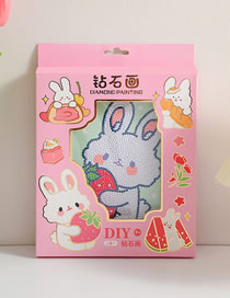 Fashion Pink Strawberry Bunny Children's Cartoon Diy Diamond Paste Painting