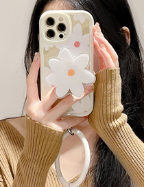 Fashion White Flowers On Green Background + Bracelet Lanyard + Bracket Iphone7/8/se2 Silicone Flower Phone Case + Bracelet Lanyard