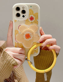Fashion Yellow Flower + Bracelet Lanyard + Bracket Iphone7/8plus Silicone Flower Phone Case + Bracelet Lanyard