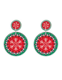Fashion 5# Round Christmas Print Stud Earrings