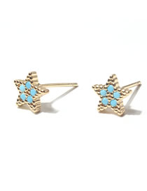 Fashion Blue Alloy Diamond Pentagram Stud Earrings