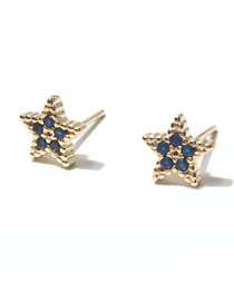 Fashion Sapphire Alloy Diamond Pentagram Stud Earrings