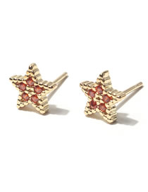 Fashion Orange Alloy Diamond Pentagram Stud Earrings
