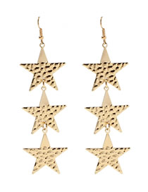 Fashion Gold Alloy Pentagram Earrings