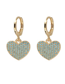 Fashion Green Alloy Diamond Heart Earrings