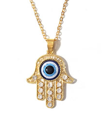 Fashion Eye Alloy Diamond Palm Eye Necklace