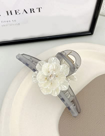 Fashion 26# Cross Grey--camellia Resin Flower Word Grip Clip