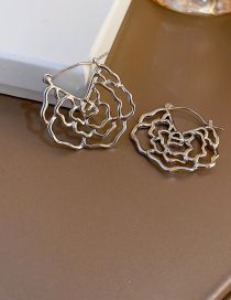 Fashion Ear Buckles - Silver Geometric Cutout Cobweb Flower Stud Earrings