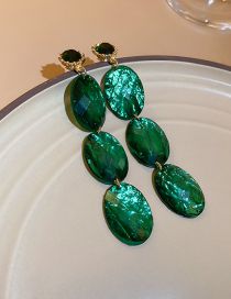 Fashion Green Alloy Diamond Oval Drop Earrings