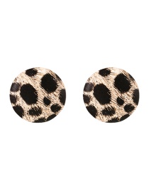 Fashion Black Alloy Pu Leopard Print Round Earrings