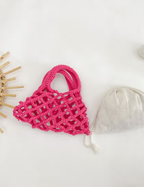 Fashion Pink Fabric Cotton Thread Woven Hollow Handbag