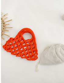 Fashion Orange Fabric Cotton Thread Woven Hollow Handbag