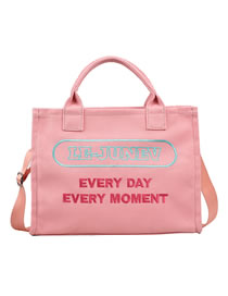 Fashion Pink Letter Embroidered Large Capacity Crossbody Bag