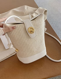 Fashion White Straw Lock Large Capacity Crossbody Bag