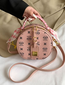 Fashion Pink Pu Print Round Crossbody Bag