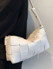 Fashion White Pu Square Woven Large Capacity Crossbody Bag