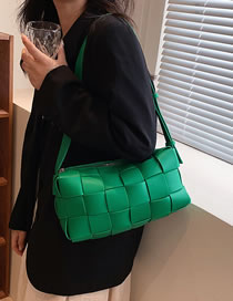Fashion Green Pu Square Woven Large Capacity Crossbody Bag