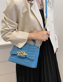 Fashion Blue Pu Head Pattern Lock Crossbody Bag