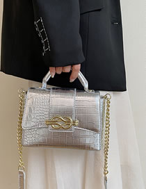 Fashion Silver Pu Head Pattern Lock Crossbody Bag