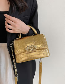 Fashion Gold Pu Head Pattern Lock Crossbody Bag