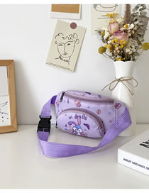 Fashion Purple Nylon Print Cartoon Multiple Pocket Crossbody Bag
