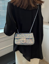 Fashion Blue Pu Sequin Lock Flap Crossbody Bag