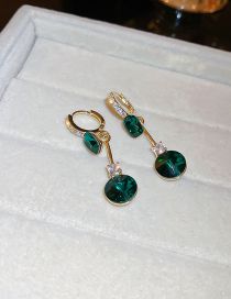 Fashion Ear Buckle - Green (real Gold Plating) Metal Diamond Geometric Drop Earrings