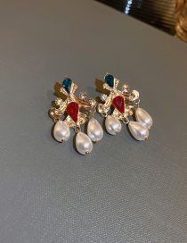 Fashion 7#gold (water Drop Pearl) Metal Diamond Pearl Tassel Drop Earrings