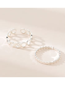 Fashion Silver Alloy Geometric Cutout Round Ring Set