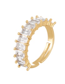 Fashion White Brass Set Zirconium Full Diamond Adjustable Ring
