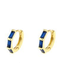 Fashion Blue Diamond Brass Inlaid Zirconium Square Earrings