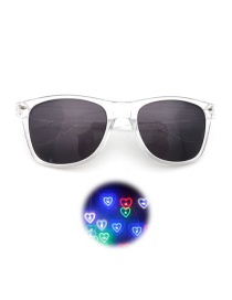 Fashion Transparent Grey Sheet Pc Diffraction Love Square Large Frame Sunglasses