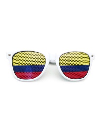 Fashion Colombia Pc Square Large Frame Flag Sunglasses (white)