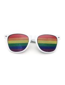 Fashion Rainbow Pc Square Large Frame Flag Sunglasses (white)