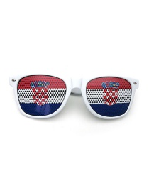 Fashion Croatia Pc Square Large Frame Flag Sunglasses (white)