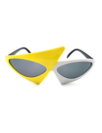 Fashion Left White Right Yellow Pc Contrast Triangle Sunglasses