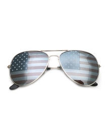 Fashion Silver Frame 01 Pc Flag Sunglasses