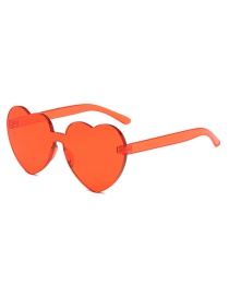 Fashion Red Rimless Heart Sunglasses