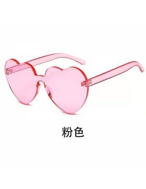 Fashion Pink Rimless Heart Sunglasses