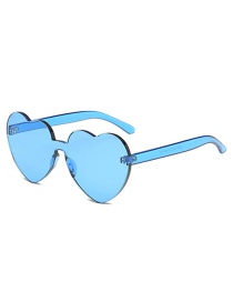 Fashion Blue Rimless Heart Sunglasses