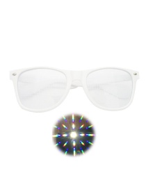 Fashion White Box Diffractive Glasses Square Large Frame Flat Mirror