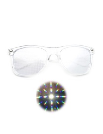 Fashion Transparent Frame Diffractive Glasses Square Large Frame Flat Mirror