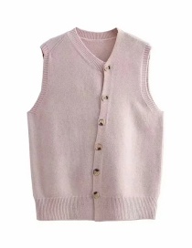Fashion Pink Core-spun Button Cardigan