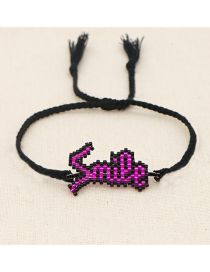 Fashion Black Geometric Beaded Beaded Braided Letter Bracelet